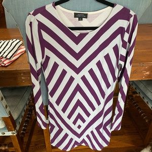 Tahari purple and grey long sleeve dress